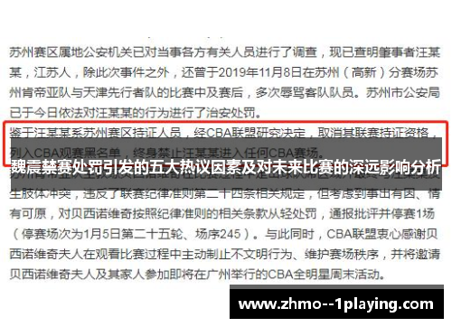 魏震禁赛处罚引发的五大热议因素及对未来比赛的深远影响分析